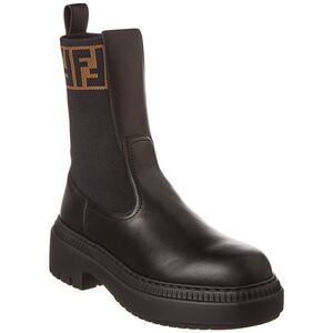 Fendi Domino Leather Biker Boot, Black
